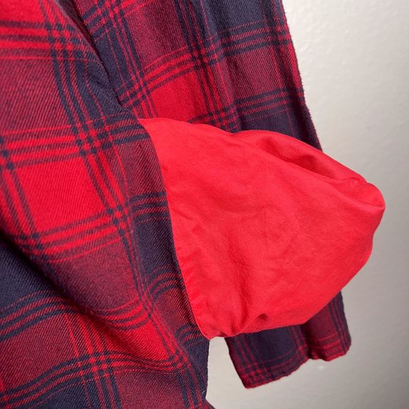 J. Crew Sz XXS Long-Sleeve Flannel Shirt Dress Red Navy Checkered 100% Cotton - Picture 6 of 11